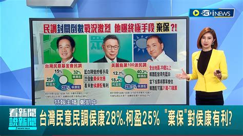 美麗島民調|美麗島民調／賴蕭站穩四成支持度 領先侯康11.5個百分。